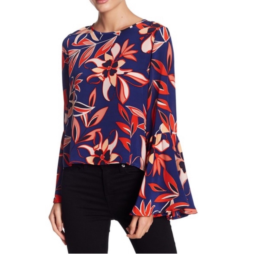Yumi Kim Floral Southern Belle Silk Top in Studio 54 Navy, Size L